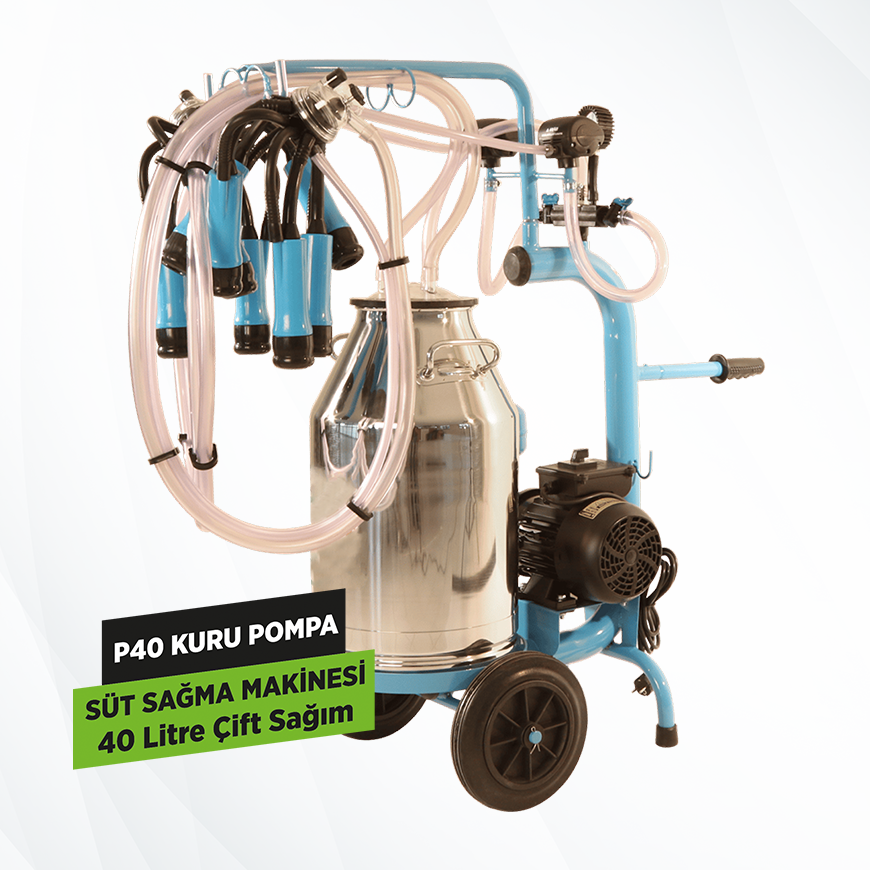 P40 Kuru Pompa Süt Sağma Makinası 40 Litre Çift Sağım